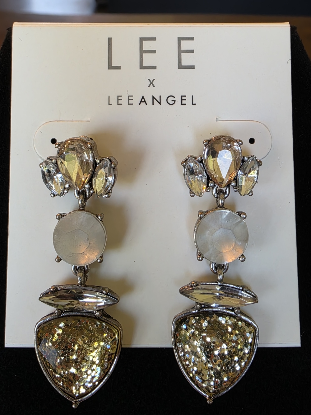 LEE x LEEANGEL Gold Glitter Drop Earrings